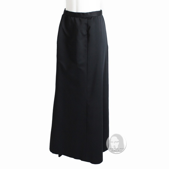Nelly de Grab Skirt Black Maxi Wool Gabardine Long Rare Vintage 1950s - Picture 4 of 6